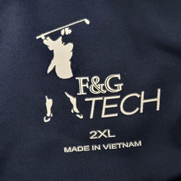 F&G Tech Polo Shirt Men Size 2XL Short Sleeve Stripped Golf Performance Collared - Picture 9 of 11